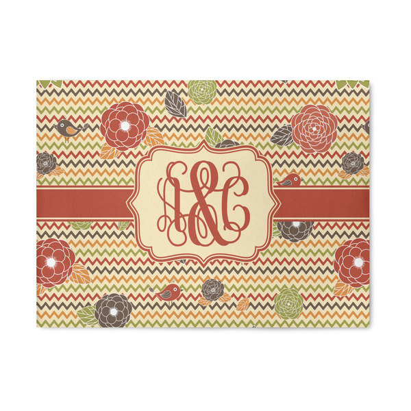 Custom Chevron & Fall Flowers 5' x 7' Patio Rug (Personalized)