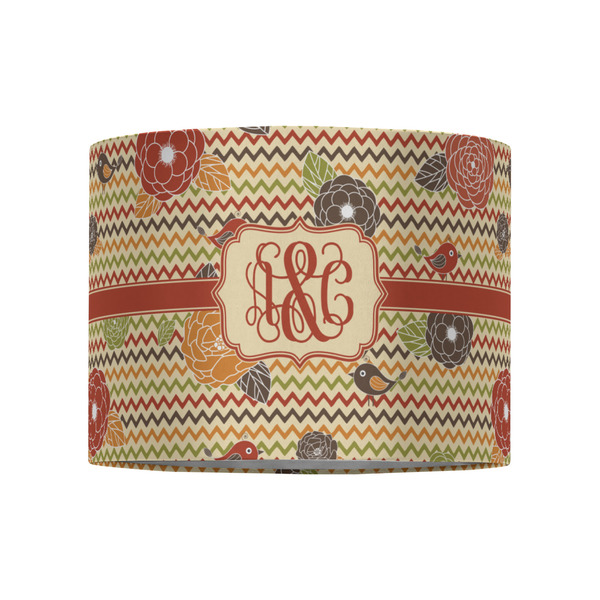Chevron & Fall Flowers 8" Drum Lampshade - FRONT (Fabric)
