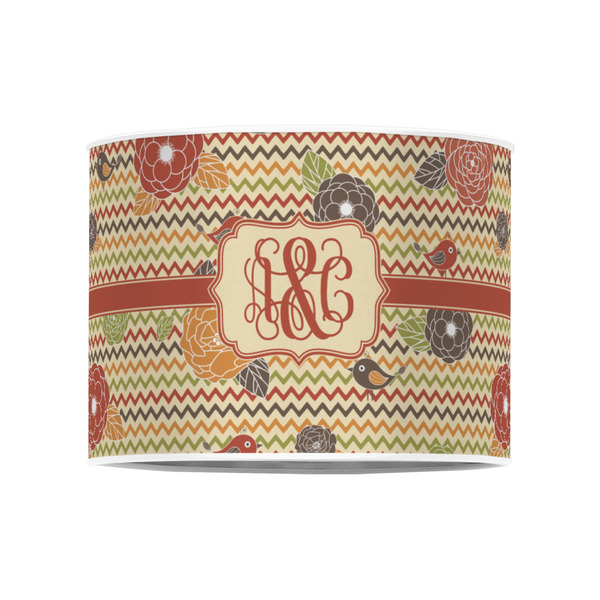 Chevron & Fall Flowers 8" Drum Lampshade - FRONT (Poly Film)