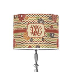 Chevron & Fall Flowers 8" Drum Lamp Shade - Poly-film (Personalized)