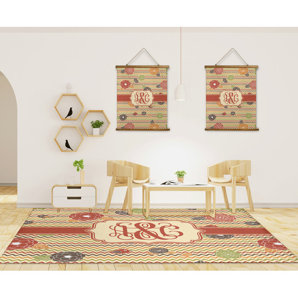 Chevron & Fall Flowers 8'x10' Indoor Area Rugs - IN CONTEXT