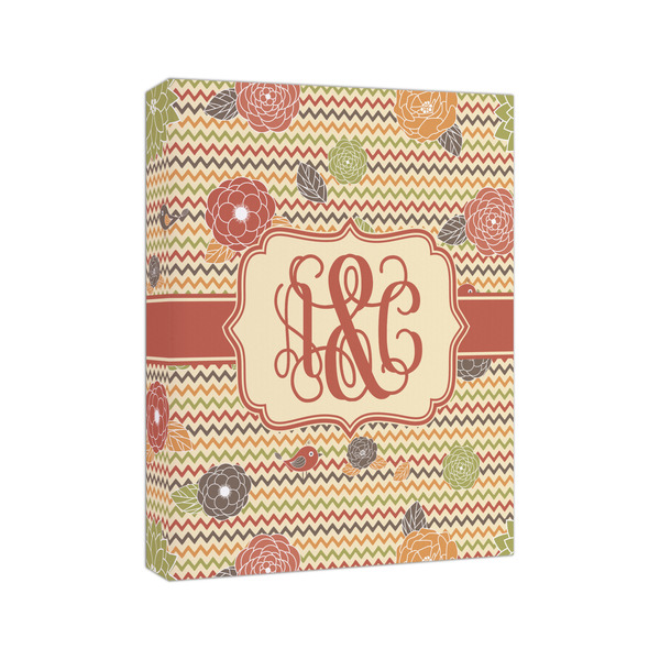 Chevron & Fall Flowers 8x10 - Canvas Print - Angled View