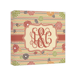 Chevron & Fall Flowers Canvas Print - 8x8 (Personalized)