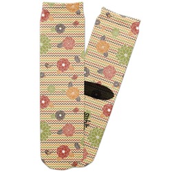 Chevron & Fall Flowers Adult Crew Socks (Personalized)