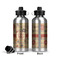 Chevron & Fall Flowers Aluminum Water Bottle - Front and Back