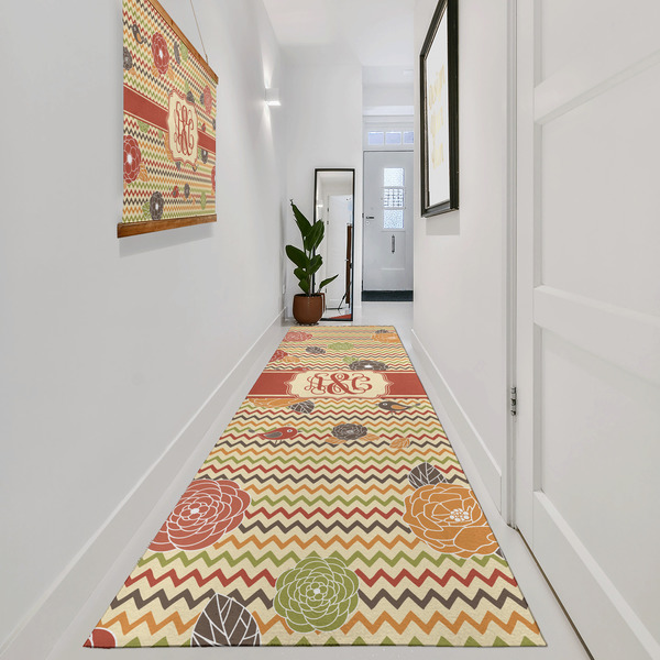Chevron & Fall Flowers Area Rug Sizes - In Context (vertical)