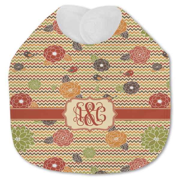 Chevron & Fall Flowers Baby Bib - AFT closed
