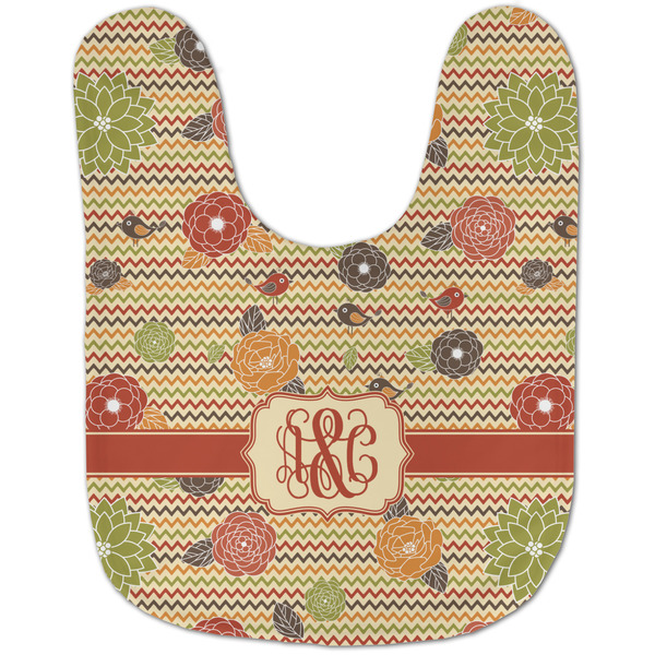 Chevron & Fall Flowers Baby Bib - AFT flat