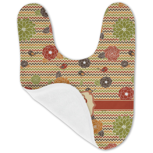 Chevron & Fall Flowers Baby Bib - AFT folded
