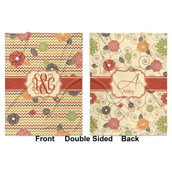 Chevron & Fall Flowers Baby Blanket (Double Sided - Printed Front and Back)