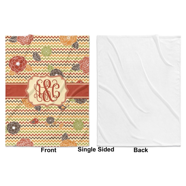 Chevron & Fall Flowers Baby Blanket (Single Side - Printed Front, White Back)