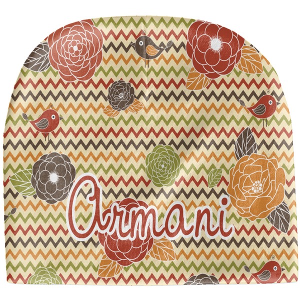 Custom Chevron & Fall Flowers Baby Hat (Beanie) (Personalized)