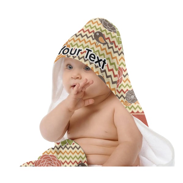 Chevron & Fall Flowers Baby Hooded Towel on Child