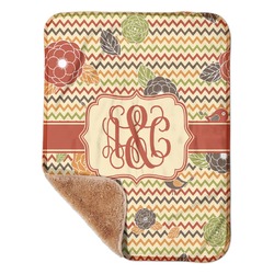 Chevron & Fall Flowers Sherpa Baby Blanket - 30" x 40" w/ Couple's Names