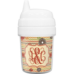 Chevron & Fall Flowers Baby Sippy Cup (Personalized)