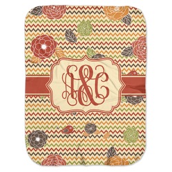 Chevron & Fall Flowers Baby Swaddling Blanket (Personalized)
