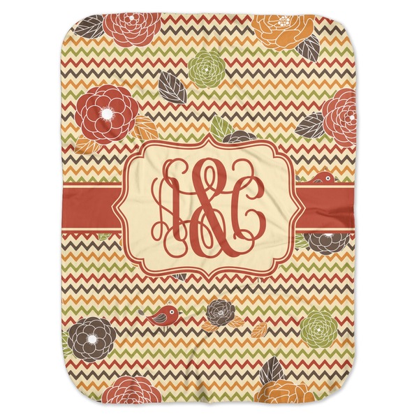 Custom Chevron & Fall Flowers Baby Swaddling Blanket (Personalized)
