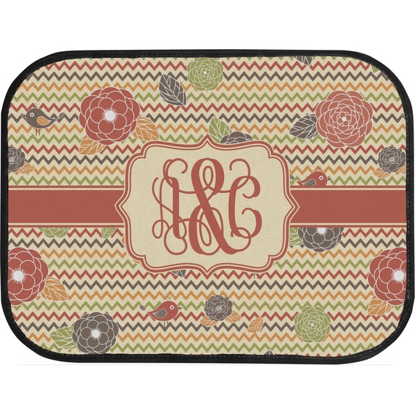 Chevron & Fall Flowers Back Seat Car Mat