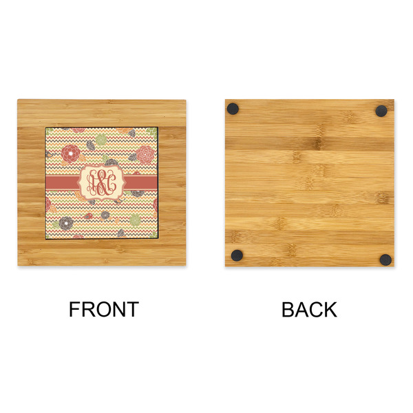 Chevron & Fall Flowers Bamboo Trivet with 6" Tile - APPROVAL