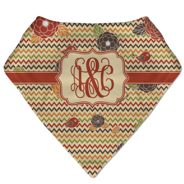 Custom Chevron & Fall Flowers Bandana Bib (Personalized)