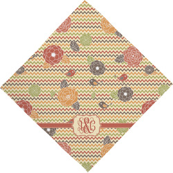 Chevron & Fall Flowers Dog Bandana Scarf w/ Couple's Names