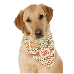 Chevron & Fall Flowers Dog Bandana Scarf w/ Couple's Names