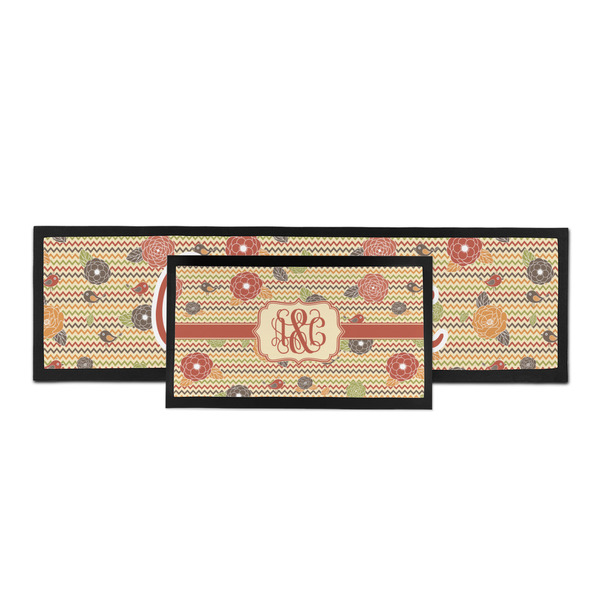 Chevron & Fall Flowers Bar Mat - Parent Main