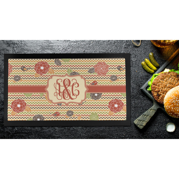 Chevron & Fall Flowers Bar Mat - Small - LIFESTYLE
