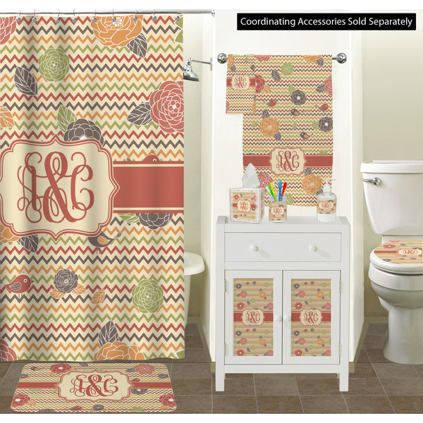 Chevron & Fall Flowers Bathroom Scene