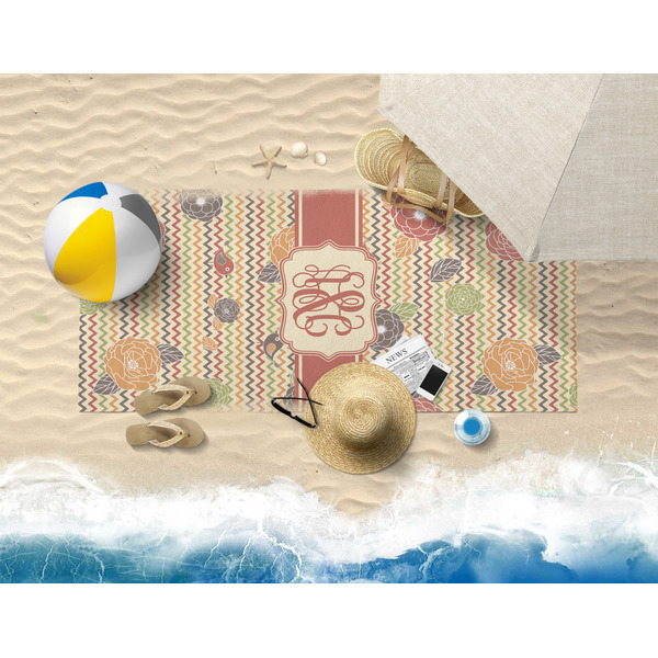 Chevron & Fall Flowers Beach Towel Lifestyle