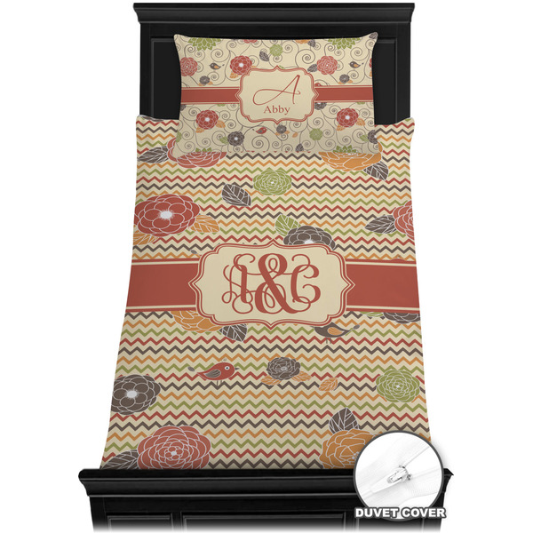 Chevron & Fall Flowers Bedding Set (TwinXL) - Duvet