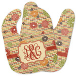 Chevron & Fall Flowers Baby Bib w/ Couple's Names