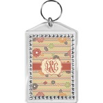 Chevron & Fall Flowers Bling Keychain (Personalized)