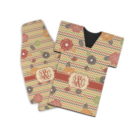 Chevron & Fall Flowers Bottle Cooler (Personalized)