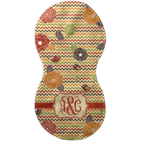 Chevron & Fall Flowers Burp Peanut Shaped Flat