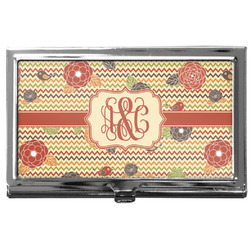 Chevron & Fall Flowers Business Card Case