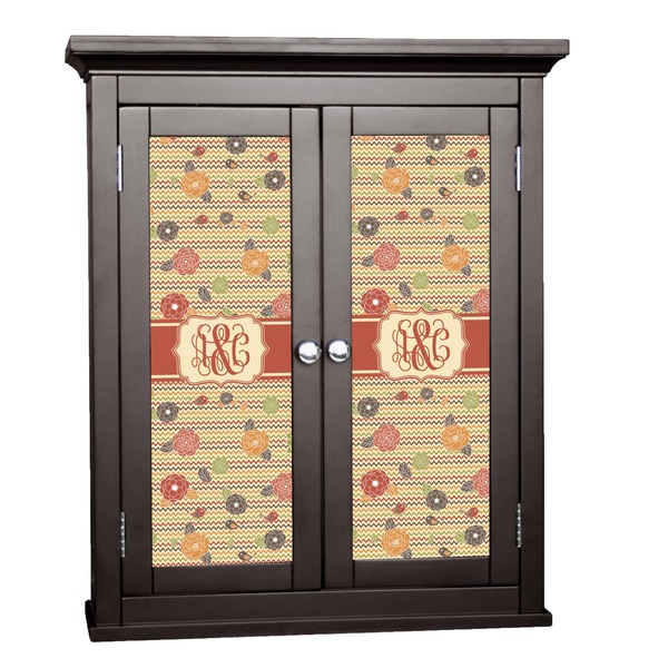 Custom Chevron & Fall Flowers Cabinet Decal - XLarge (Personalized)