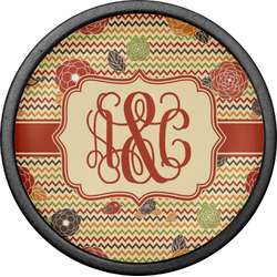 Chevron & Fall Flowers Cabinet Knob (Black) (Personalized)