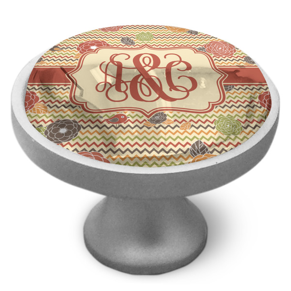 Custom Chevron & Fall Flowers Cabinet Knob (Personalized)