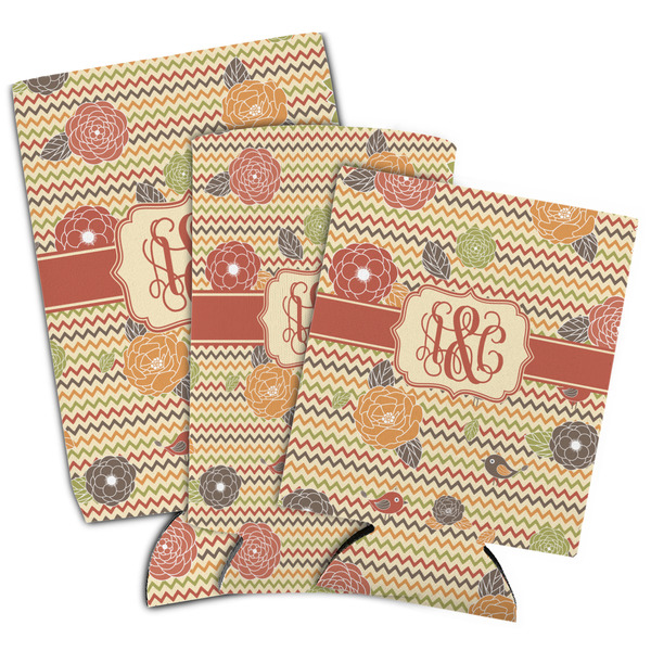 Chevron & Fall Flowers Can Coolers - PARENT/MAIN