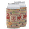 Chevron & Fall Flowers Can Cooler (12 oz) w/ Couple's Names