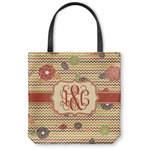 Chevron & Fall Flowers Canvas Tote Bag (Personalized)
