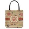 Chevron & Fall Flowers Canvas Tote Bag - Small - 13"x13" (Personalized)