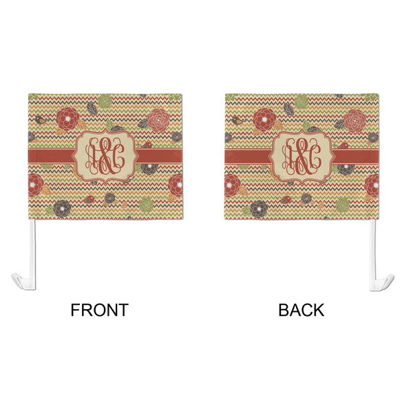 Chevron & Fall Flowers Car Flag - Large - APPROVAL