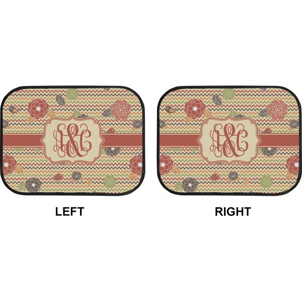 Chevron & Fall Flowers Car Floor Mats (Back Seat) (Approval)
