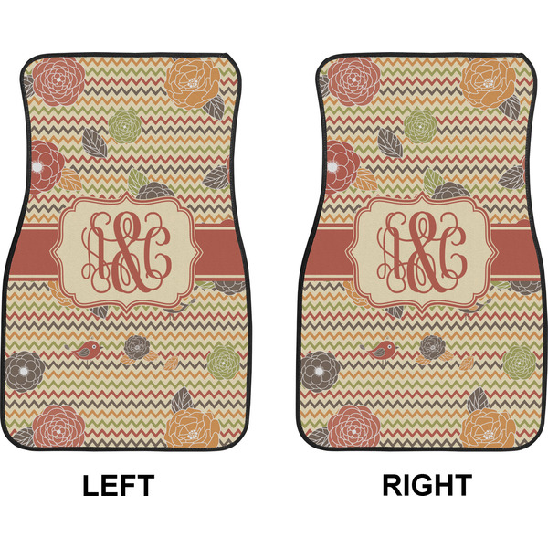 Chevron & Fall Flowers Car Mat Front - Approval