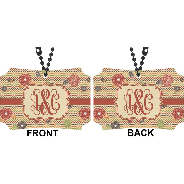 Chevron & Fall Flowers Car Ornament - Berlin (Approval)