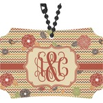 Chevron & Fall Flowers Rear View Mirror Ornament (Personalized)