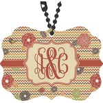Chevron & Fall Flowers Rear View Mirror Decor (Personalized)