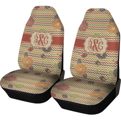 Chevron & Fall Flowers Car Seat Covers (Set of Two) (Personalized)
